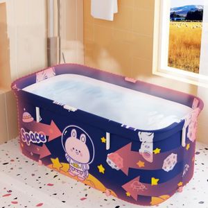 Baignoire Pliable Adulte Antidérapante - Portable Pour Douche, Bleu/blanc 115cm