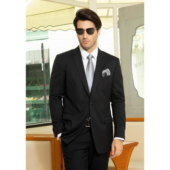 Cravate Homme En Soie - Noir, Slim, 150cm - Cadeau Élégant Pour Mariage, Bureau Ou Fête Des Pères