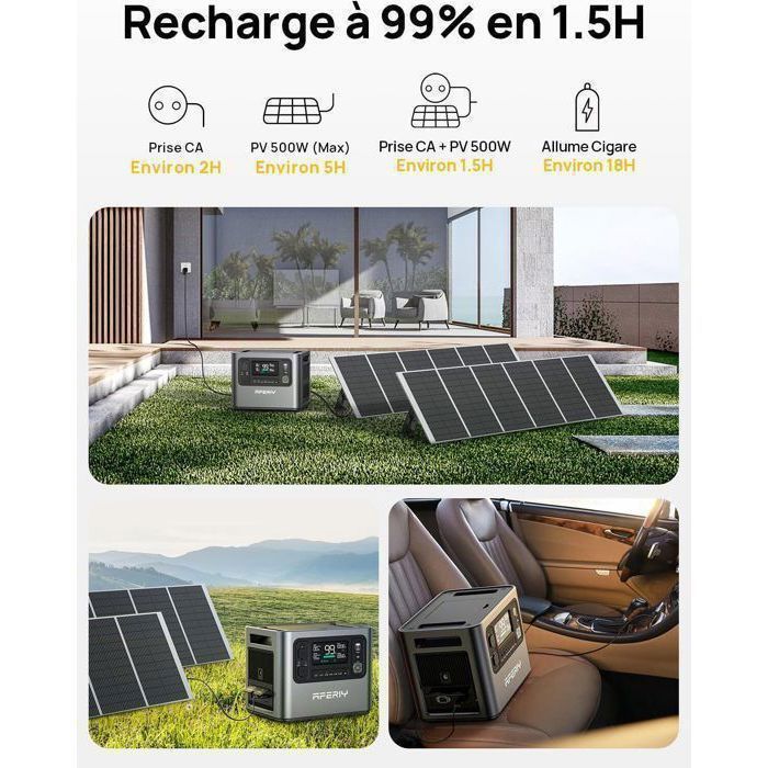 Generatore Elettrico Portatile AFERIY 2400W, Batteria 2048Wh LiFePO4, Ricarica 1,5h, Controllo APP, 7 Anni Garanzia