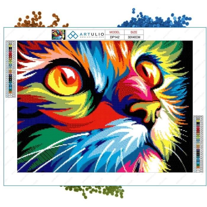 Art Diamant Complet Kit Diamant Painting Chat 5D - 30x30cm - Art DIY Avec Strass - Décoration Murale Relaxante Pour Adultes Kit Chat 30x30cm