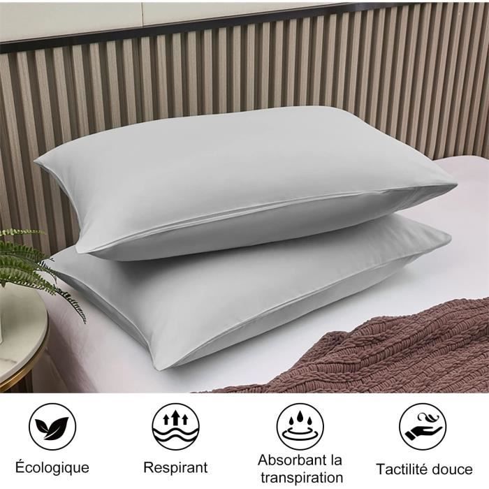 Taies D'oreiller Satin 50x75cm - Lot De 2 | Similaire Soie, Anti-chute Cheveux | Douces Pour La Peau