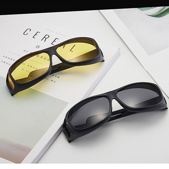 LUNETTES VISION NOCTURNE NUIT VERRE JAUNE ANTI ÉBLOUISSEMENT RECTANGLE  CONDUITE - Cdiscount Bijouterie