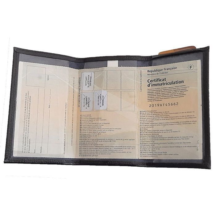 Pochette En Skaï Marron Pour Documents - Permis, Constat, Papiers Auto - 21.5x14 Cm, Occasion
