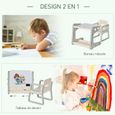 Ensemble table et chaise pour enfant - bureau enfant tableau blanc 2 en 1 - 3 marqueurs + brosse inclus - rangements - HDPE gris-3