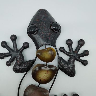 Décoration Murale Gecko Métal 30x18cm - Sculpture Lézard Noir Pour Intérieur/Extérieur