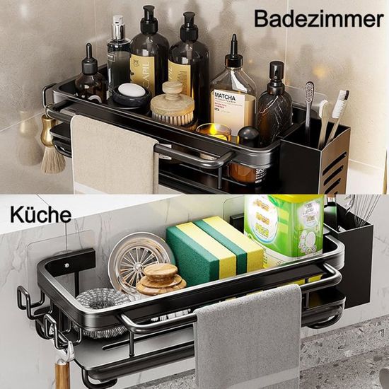 Organiseur D'évier - KCVV - Noir - Antirouille - Installation Sans Perçage - Multifonctionnel - Bricolage