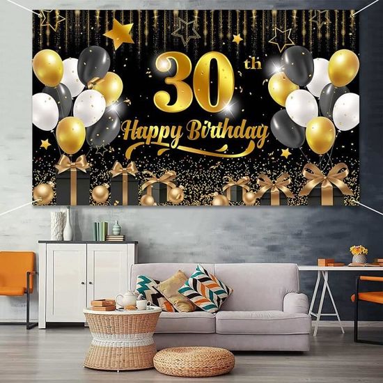 30 Ans Banderole Joyeux Anniversaire Or Noir 30 Ans Anniversaire Decoration Extra Large Banniere Anniversaire Pour Femmes T 239 Cdiscount Maison