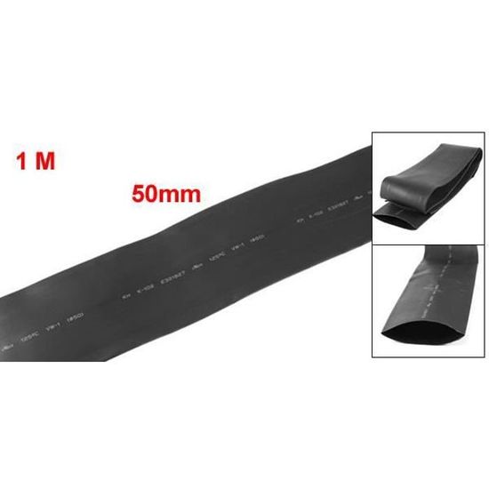 1 m/ètre de 50 mm de diam/ètre Ratio 2:1 chaleur r/étractable de recul Noir