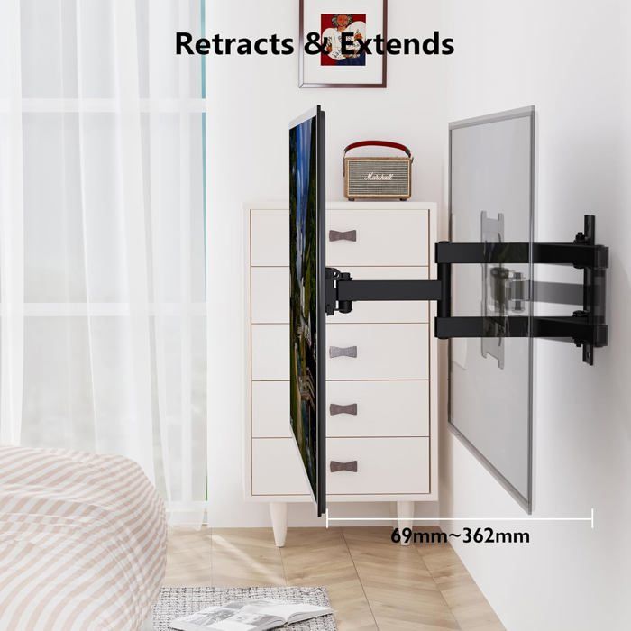 Support Inclinable Support mural TV inclinable et rotatif - SWROSE - 13-43 pouces - VESA ...