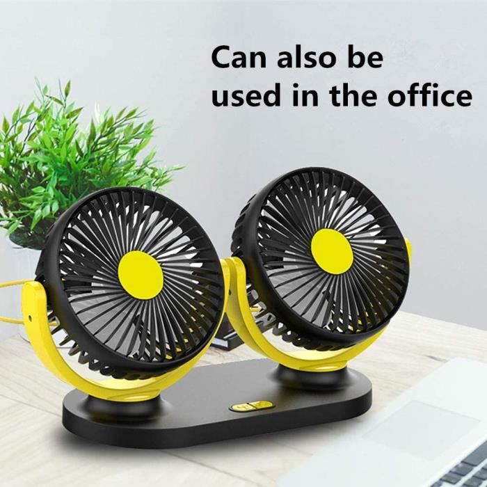 Ventilateur De Voiture Double Tête LOMUG - Fixation Sur Appui-tête, 3 Vitesses, USB, Pour Sièges Avant Et Arrière