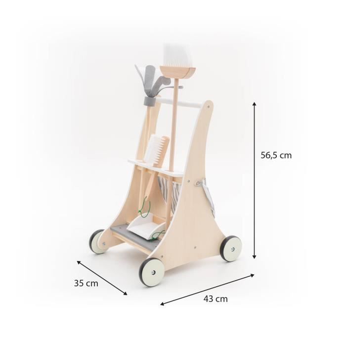 Chariots de nettoyage en bois pour enfants avec balais, aspirateur et  accessoires - N/A - Kiabi - 50.49€