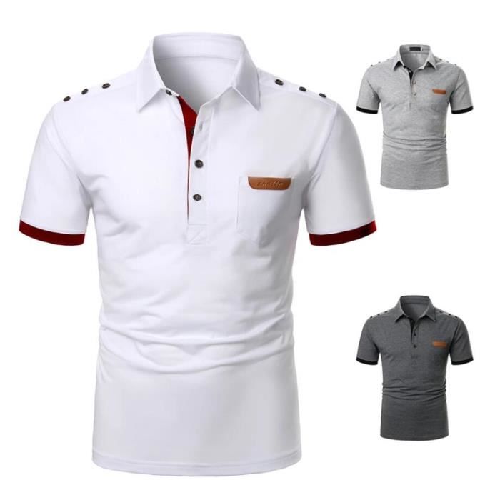 Chemises Hommes Soldes De Marque Polos Homme Vetement Homme Sport T Shirt  Homme Coton Lottee Shirt Homme Bleu : : Mode
