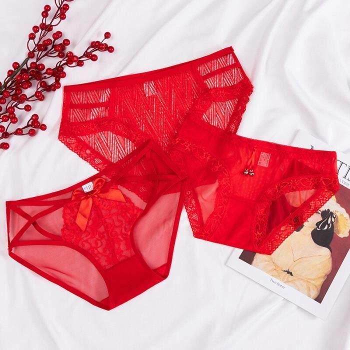 Culotte slip Culotte Sexy en Dentelle Florale pour Femme Sous