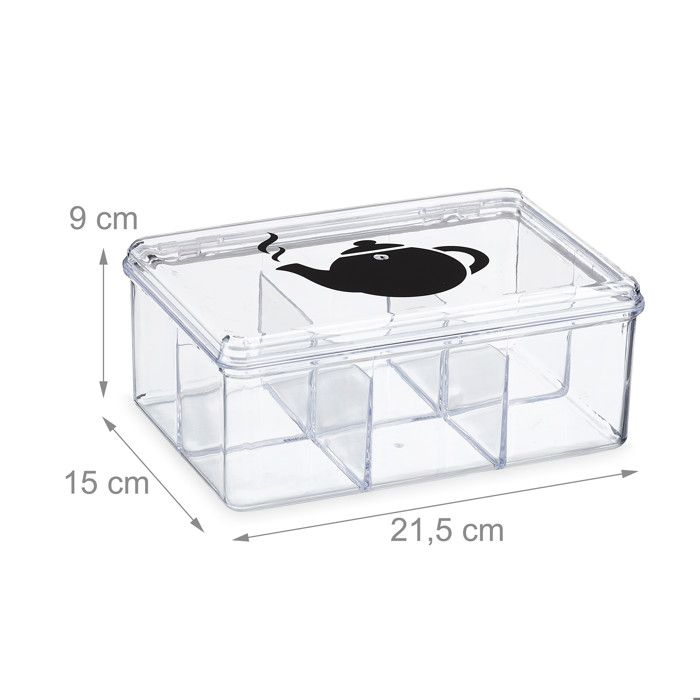 Boîte à Thé Transparente Avec 8 Compartiments - Range Tes Sachets De Thé, Dosettes Café Ou Épices - Idée Cadeau Pratique