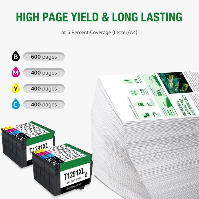 1 Go Inks Set Of 4 Ink Cartridges To Replace Epson T1295 Compatible / Non-OEM For Epson Stylus Office Printers (4 Inks - Foto 2