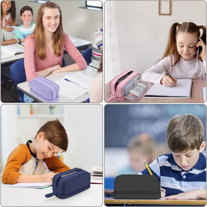 Trousse Scolaire 3 Compartiments Grande Capacité Academic[~958