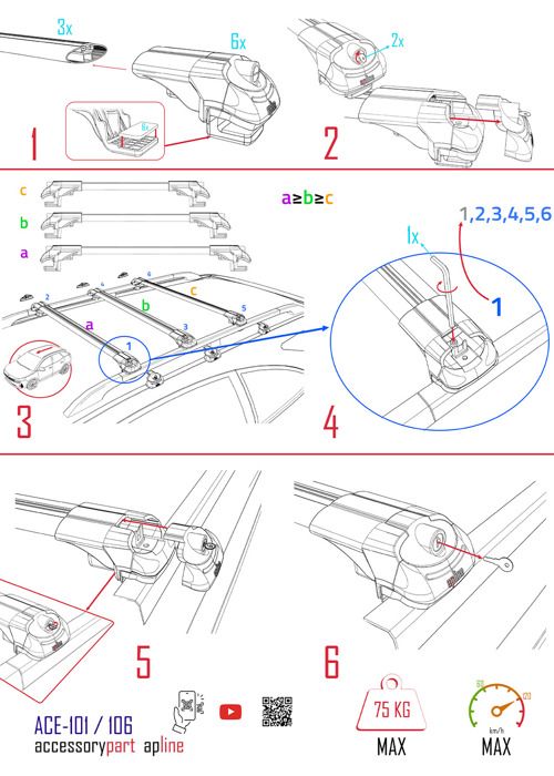 Compatible Avec Citroen C3 Aircross (A88) 2018-2024 ACE-1 Barres