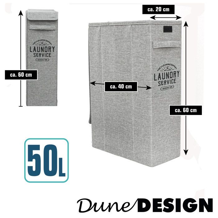 Panier à Linge SVEN 50L Avec 2 Sacs Amovibles Et Couvercle - Tri Facile, Pliable, Design Moderne