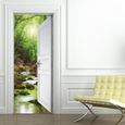 Autocollant Mural 3D Pour Porte - 73x205 Cm - Motif Lignes Abstraites Moderne - Déco Salon/Chambre - Amovible Et Imperméable - 7