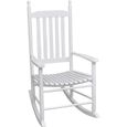 Chaise à Bascule Fauteuil à Bascule, Rocking-Chair, Fauteuil berçant  avec siège incurvé Blanc Bois-0