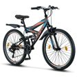Licorne Bike Vélo VTT 26" Premium Vélo [26, Noir/Bleu/Orange]-0