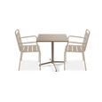 Ensemble table de jardin bistrot rabattable et 2 fauteuils - Acier - Palavas - Taupe-0