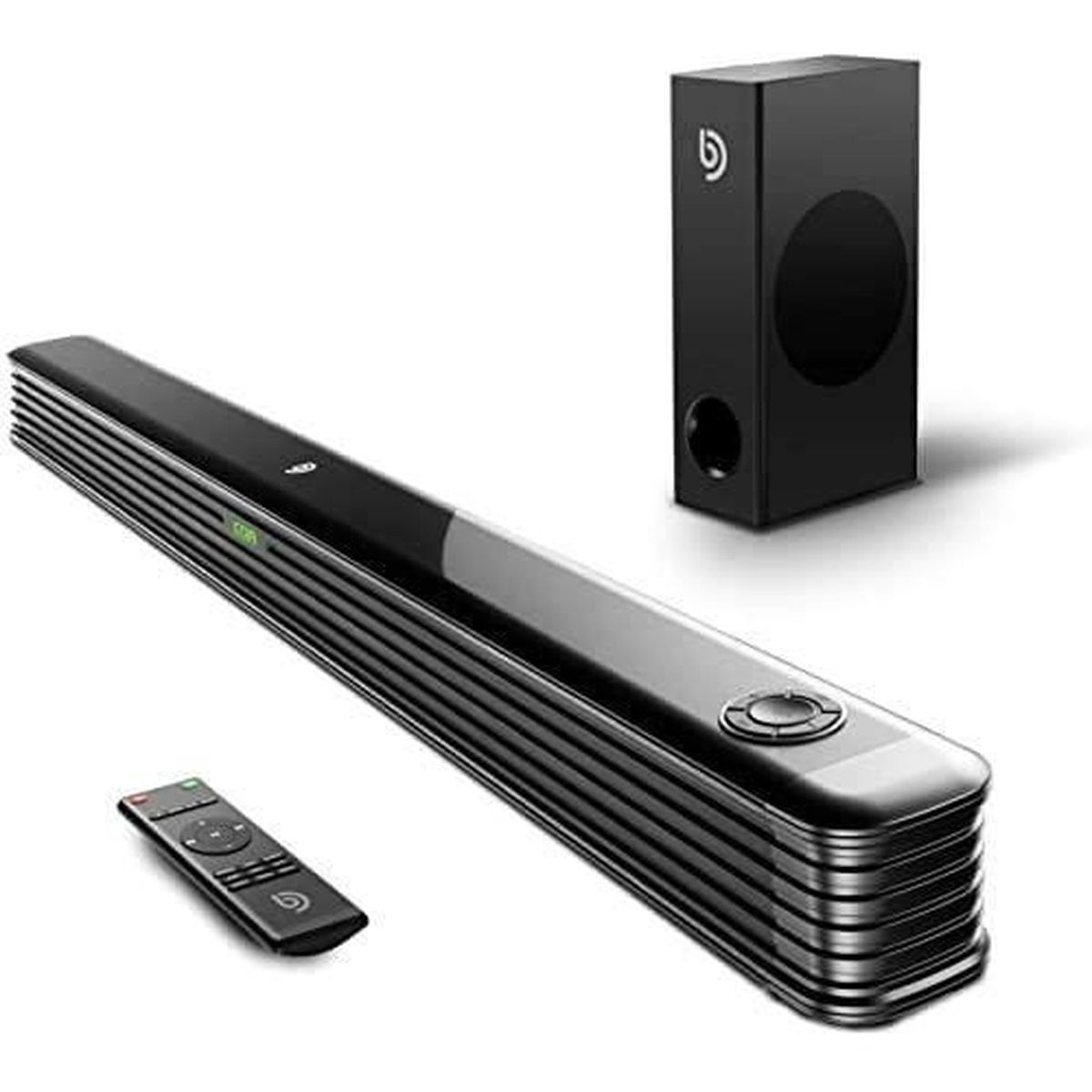 Barre de Son TV 130 DB Soundbar à Basses Profondes pour Home Cinéma Barre de Son 150W avec Caisson de Basses USB RCA Compatible avec Bluetooth 5.0 AUX Barre de Son 2.1 Entrée Optique