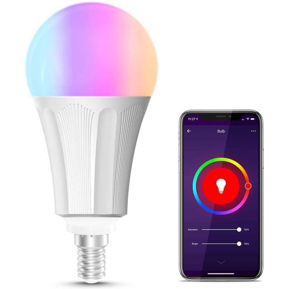 Ampoule Connectée WiFi E14 RGB Multicolore et Dimmable LED, Maxcio