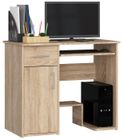 Bureau d'ordinateur AKORD JAY Chêne Sonoma 90 cm 1 porte 1 tiroir façade Chêne Sonoma 3 étagères 90x50x74 cm