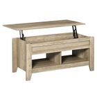 HOMCOM Table basse rectangulaire plateau relevable 2 niches et coffre panneaux particules aspect chêne clair