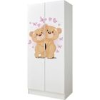 LEOMARK Armoire blanche deux portes Roma motif Les Oursons d'Amour