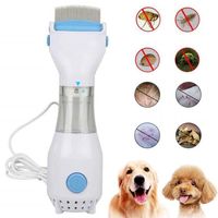 peigne anti poux electrique, aspirateur à poux animaux de compagnie avec 3 filtres, traitement des puces pour chiens et chats -blanc