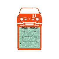 Simple porte vignette assurance R8 Renault Gordini sticker adhésif couleur orange