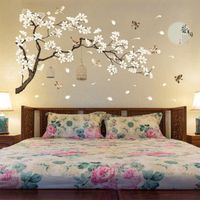187x128 cm arbre Stickers muraux oiseaux fleur décor à la maison fonds d'écran pour salon chambre bricolage chambres décoration