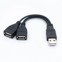 Câble photo,1 Mâle À 2 Femelle Prise USB 2.0 Ligne d'extension Y Données Câble Adaptateur Convertisseur Répartiteur - Black[A8526]