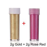 2g Or 2g Rose Rouge Poudre À Paillettes Pour Décoration De Gâteaux, Teinture Alimentaire, Décor Des Macaron,