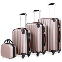Set de 4 valises rigides Rose-Or M/L/XL et Vanity en Coque ABS Lot valise Ensemble valises Bagages Malle Voyage 2 poignées