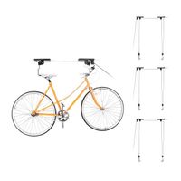 4 x Fahrradlift im Set, mit Seilzug, universal Fahrradhalterung, zur Deckenmontage, für 4 Fahrräder
