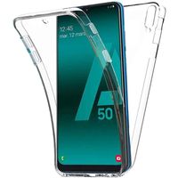 Coque Samsung Galaxy A50 Avant + Arrière 360 Protection Intégrale Transparent Silicone Gel Souple Etui Tactile Housse Antichoc