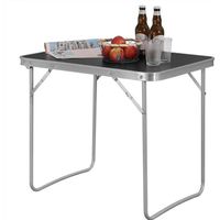 WOLTU Table de Camping Table Pliante en Aluminium et MDF Table de Pique-Niqu Pliable 70x60x50 cm, Noir