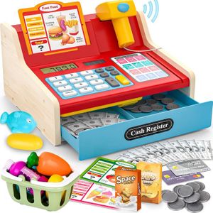 Chariot chariot de supermarché avec des produits ais et poignée rouge
