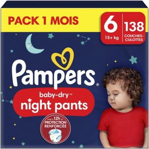 COUCHE Couches Jetables Bébé - Night Pants Couches-culottes Nuit Taille 6 (15+ Kg) 138 Pack 1 Mois Une Protection