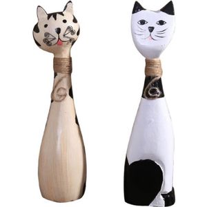 2 Pieces Chat Statue Ornements Pour La Maison Decoration En Bois Artisanat En Mignon Pour Bureau A Stickers Adhesive Letters Achat Vente Statue Statuette Cdiscount