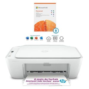 HP DeskJet 2720e Imprimante Tout en Un - Jet d'encre Couleur & Crédit au  Forfait d'Impression Instant Ink de 10€