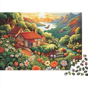 PUZZLE Mountain Village Cottage Puzzle De 300 Pièces Art 