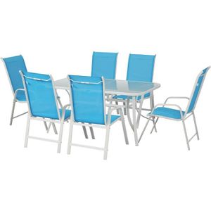 Ensemble table et chaise de jardin Ensemble table et chaises de jardin en textilène 'Cordoba' - Habitat et Jardin - Bleu