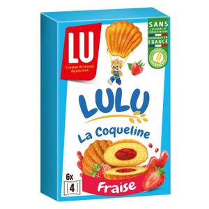 BISCUIT AUX FRUITS LOT DE 3 - LU - Lulu La Coqueline Fraise Gâteaux fourrés à la fraise -  boîte de 6 sachets - 165 g