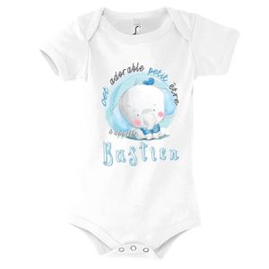 BODY Bastien | Body avec Manche pour bébé garçon - Collection prénom Cute Mignon pour Nouveau né