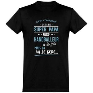 T-SHIRT MAILLOT DE SPORT Tee-shirt homme humoristique - Super papa et handb