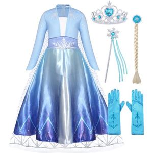 2019 Film Reine des Neiges 2 Princesse Elsa Fille Robe Deguisement Combinaison 3 pcs Veste/Robe/Pants Cosplay Costume